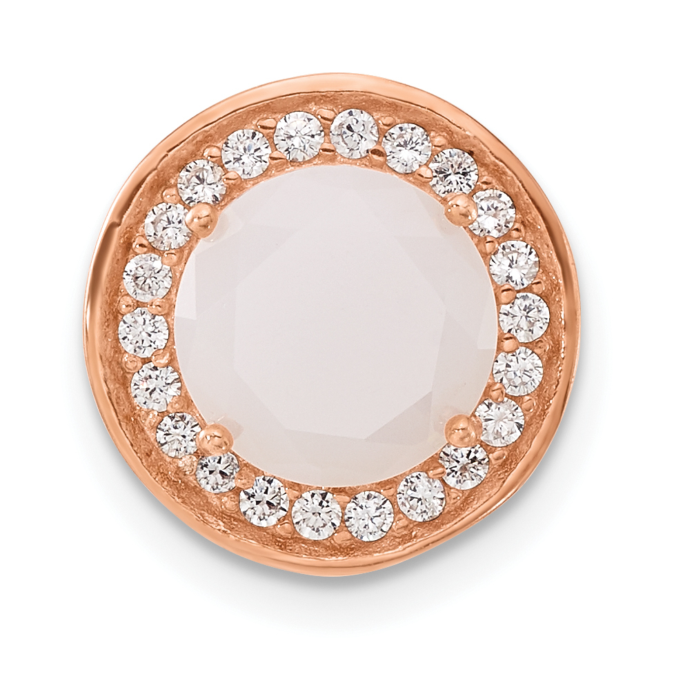 Sterling Silver Rose Gold-Plated Cz Chain Slide